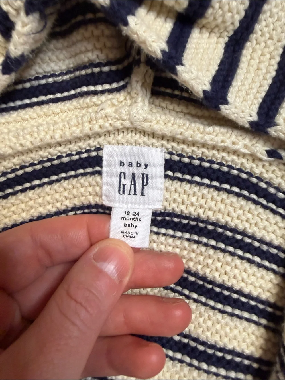 GAP Baby Cream and Navy Striped Knit Sweater